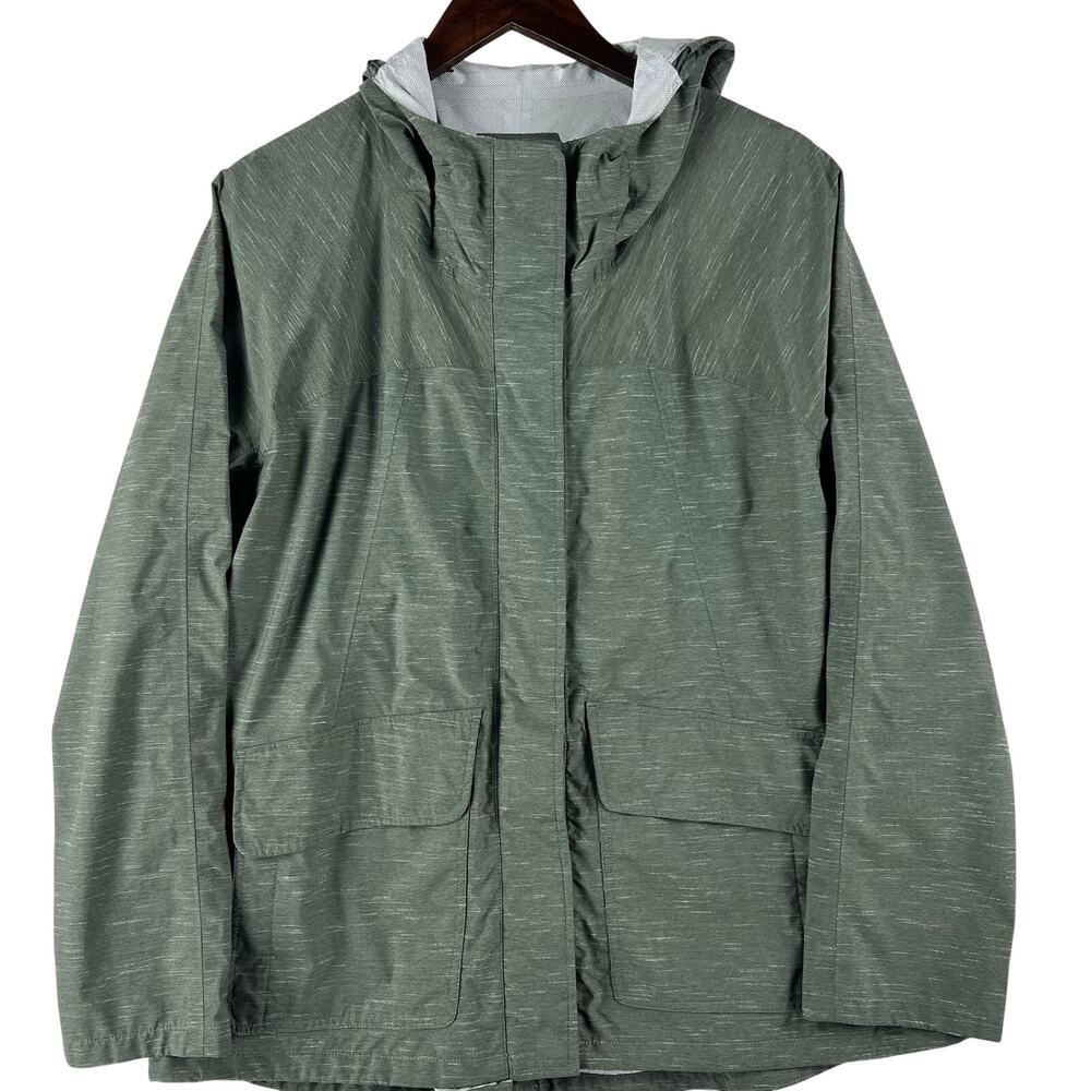 prAna Womens Maritime Rain Jacket XL Bio Green Heathered Waterproof Hooded